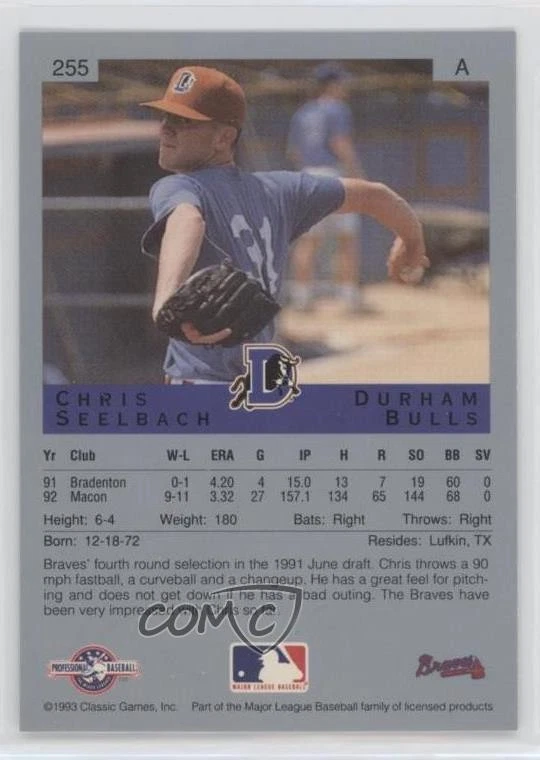 1993 Classic Best Minor League Chris Seelbach #255 - Image 2 of 2