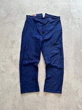 Rare Vintage 1930s Workwear Trousers M/L Distressed French Chore Pants Blue