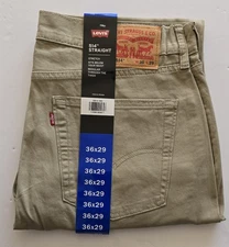 Levi's Jeans 514 Straight Stretch 5 Pocket Red Tab Tan Khaki Men's Pants 36x29