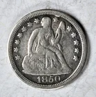 1850 Seated Liberty Silver Dime - VERY FINE CONDITION - Nice Toned Example!