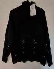 Culture CUhallie Kimmy Rollneck Jumper In Black With Pearl Like Beads
