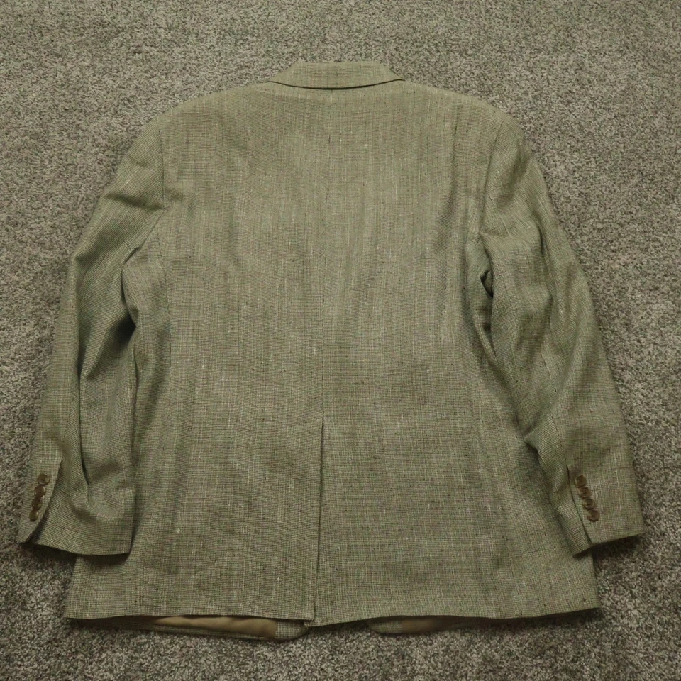 Chaps Mens 46R Brown Tan Plaid 100% Silk Two Button Blazer Sport Coat Jacket - Image 2 of 4