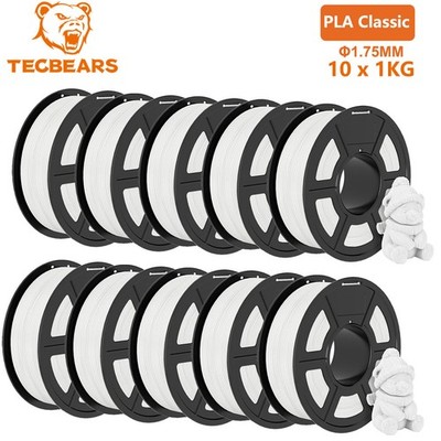 TECBEARS 10KG White PLA 3D Printer Filament 1.75mm 600mm/s PLA Classic Filament
