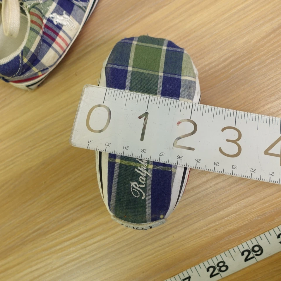 Polo Ralph Lauren Sneakers Baby 3 Blue Madras Plaid Pony RL Crib Shoes Brisbane - Image 4 of 4