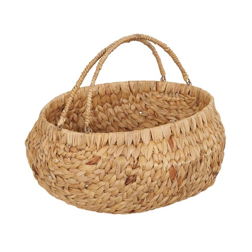 Woven Wicker Flower Basket with Handles | Natural Brown Hyacinth - Picture 5 of 9