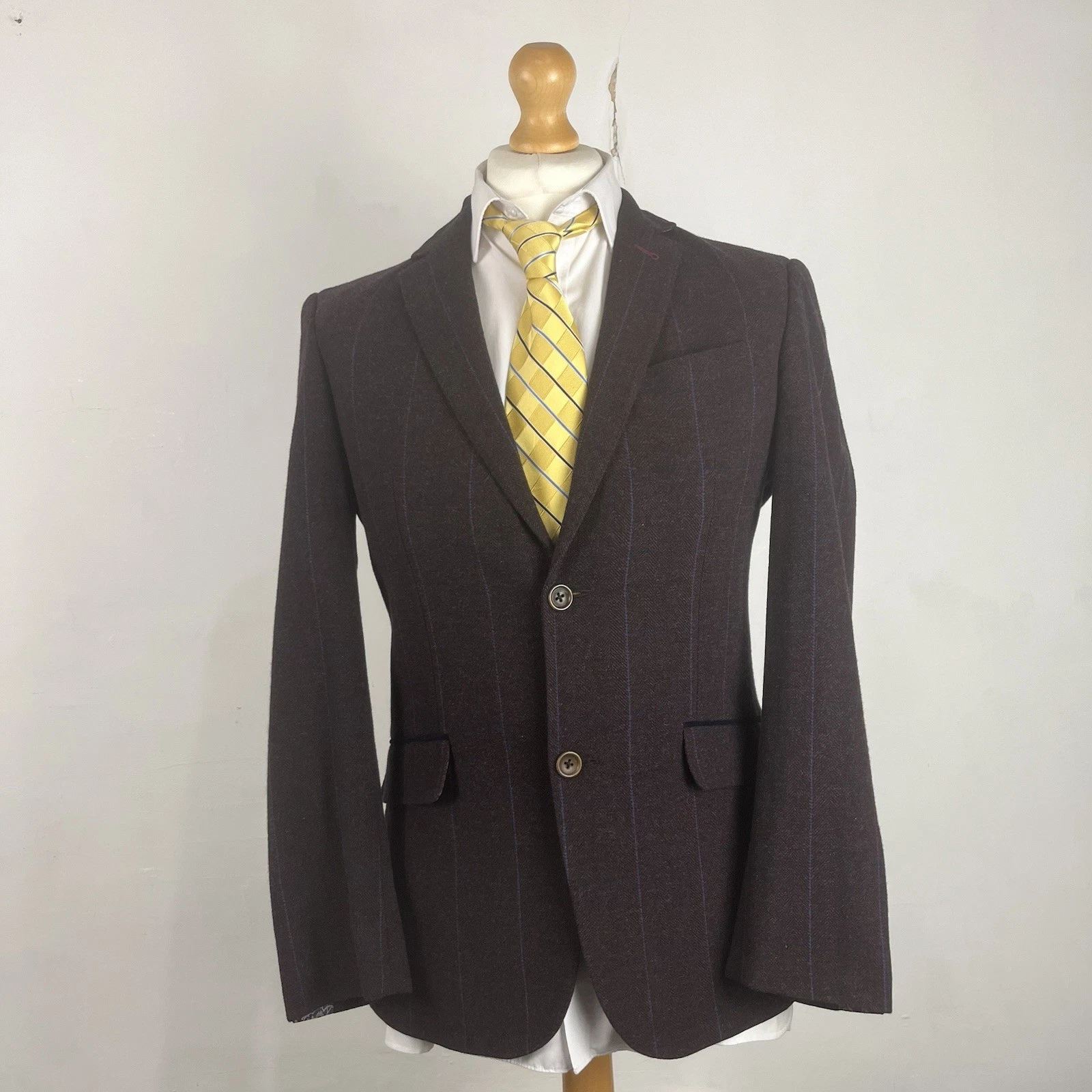 Ted Baker Tight Lines Blazer Jacket Men's 36R Dark Purple Check Country Sports