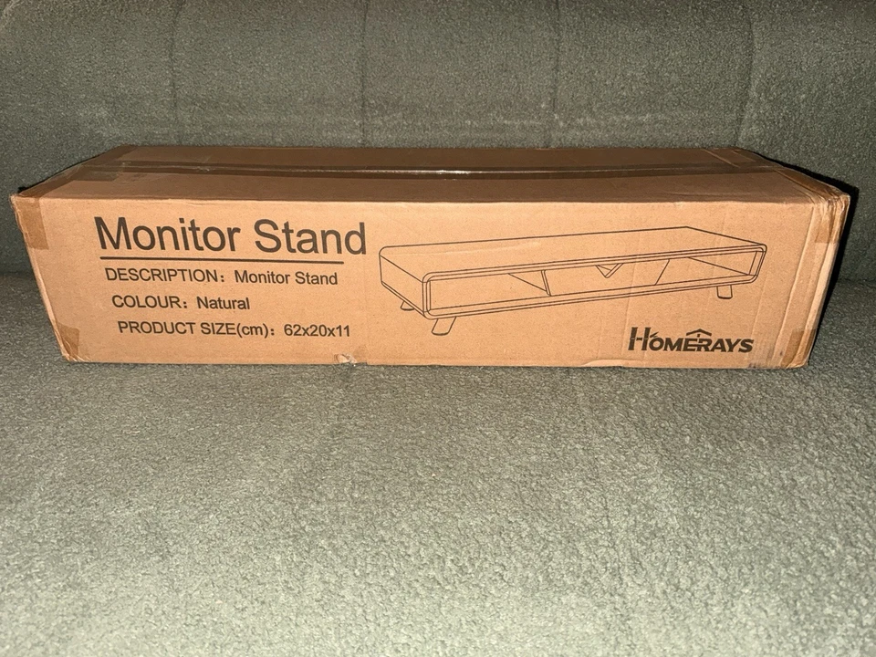 Homerays Bamboo Monitor Stand Riser No Assembly Required Ergonomic - Image 2 of 4