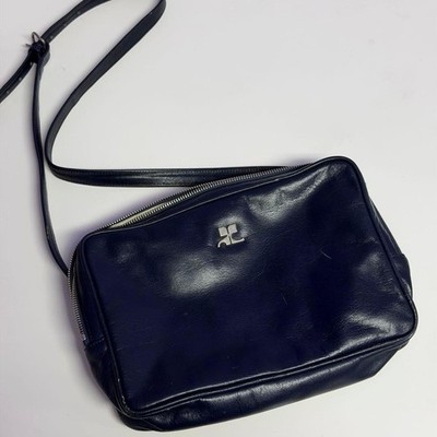Courreges Navy Shoulder Bag with Logo - Pre-Owned