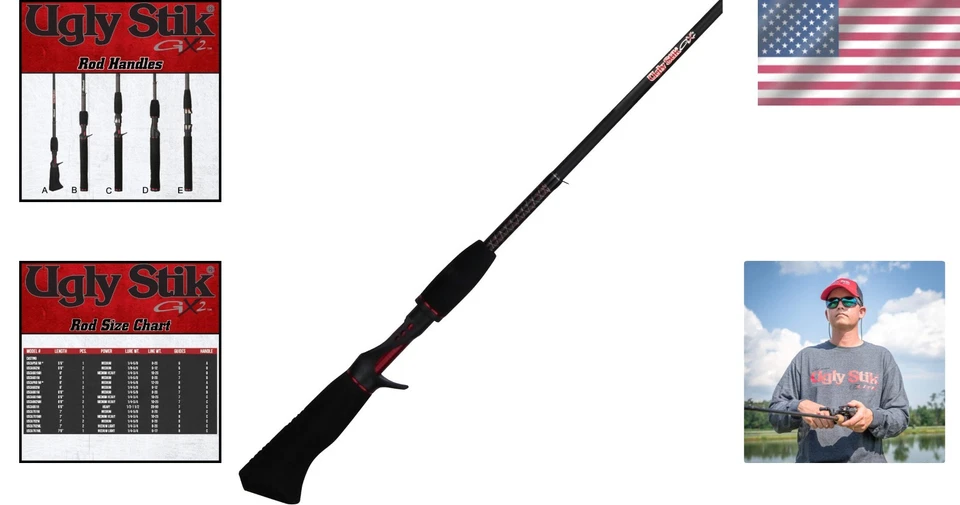 Caña de pescar ligera GX2 5'6" con diseño de punta transparente - perfecta para todos los pescadores Foto 2 de 4