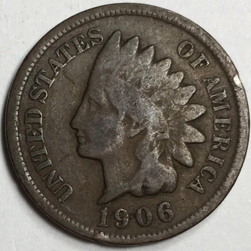 1906 United States Indian Head Cent Penny - Good (G) KM#90a - IH06G