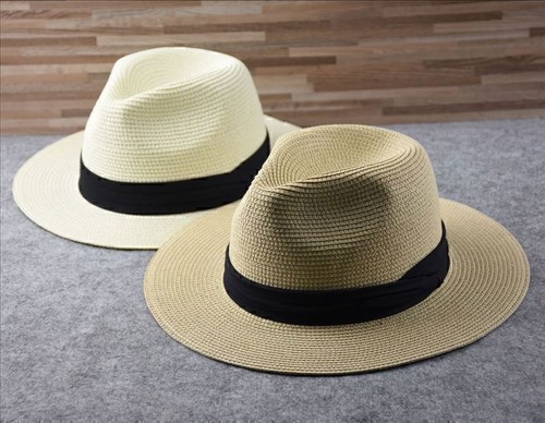Panama Stil Sonnenhut Zerkleinerbare breite Rand Fedora Stroh Somme Herren Damen - Bild 4 von 16