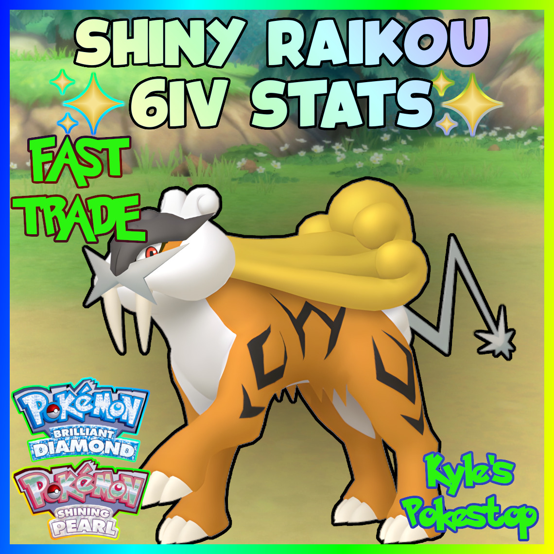 ✨ SHINY ✨ RAIKOU LEVEL 1 6IV Pokemon Brilliant Diamond Shining Pearl FAST  TRADE