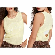 Free People Martine Tank Top, Lemon Yellow, X-Small, RRP $48