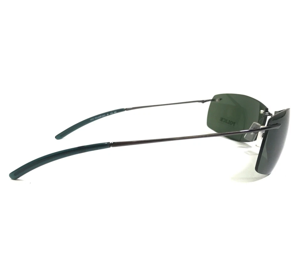 Police Sunglasses MOD.2672 COL.563 Gray Rimless Wrap with Green Lenses 66-17-130 - Image 4 of 4