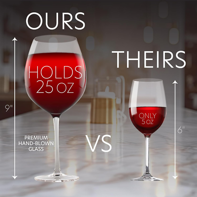 Oversized XL Giant Wine Glass (33.5Oz Ea) - Set of 2- Holds a Full Bottle  of Win | eBay