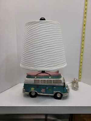 VW Bus Mini Van Peace Love Surf  Table Lamp With Shade Volkswagen Electric 15''