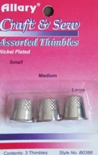 Allary Craft & Sew ASSORTED THIMBLES Pack Small, Medium & Large Sizes (1 of E...