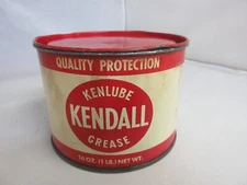 VINTAGE ADVERTISING KENDAL 1 LB GREASE AUTO OIL PETROLIANA  EMPTY   833-C
