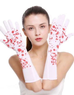 Gants Femme Blanc Taches De Sang Horror Infirmière - Photo 1/3