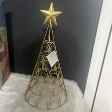 St Nicholas Square Gold Metal Xmas Tree Photo Holder 16 In Tall  New With Tags