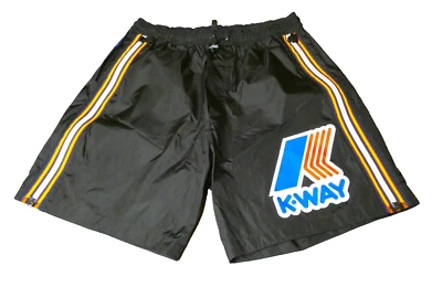 Dsquared2 x KWAY Glanzshorts Cal Surf Shiny Nylon Shorts black M Wetlook New ! - Bild 1 von 4