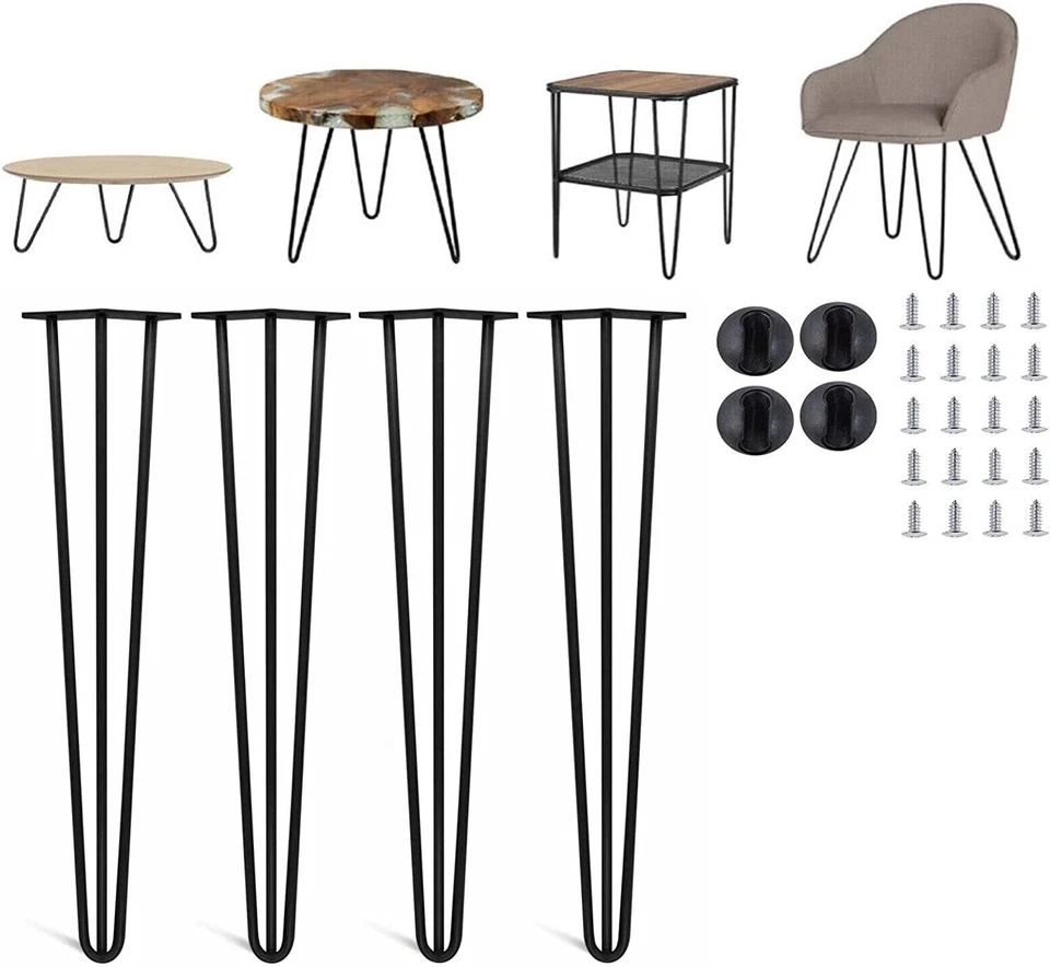 4x Hairpin Legs Hair Pin Legs Set for Furniture Bench Desk Table Metal Steel DIY - Image 3 of 4