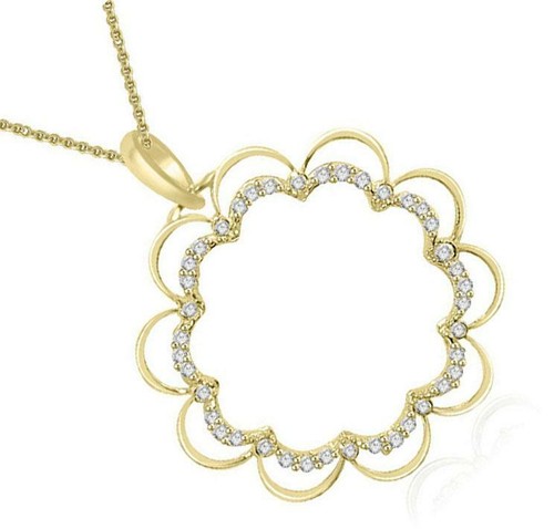 Collar Colgante Círculo Diamante Natural SI1 G 0,35 Ct Blanco Amarillo Rosa 14K - Imagen 6 de 7