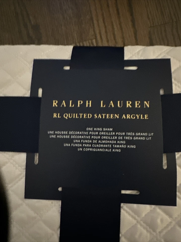 Стеганый серебряный сатин Ralph Laureen Argyle King Sham - Изображение 3 из 4