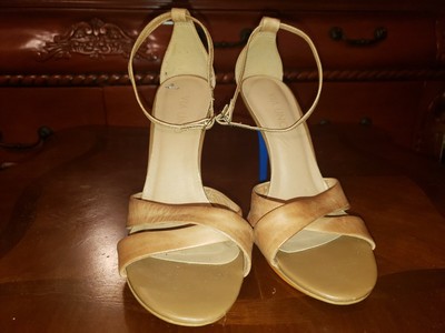 Via Uno tan with blue Heel Platform ankle strap Shoes Size 7 US 37.5 EUR |  eBay