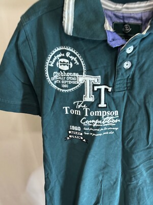 Tom Tompson Embroidered Clubhouse Rugby POLO SHIRT Small S 