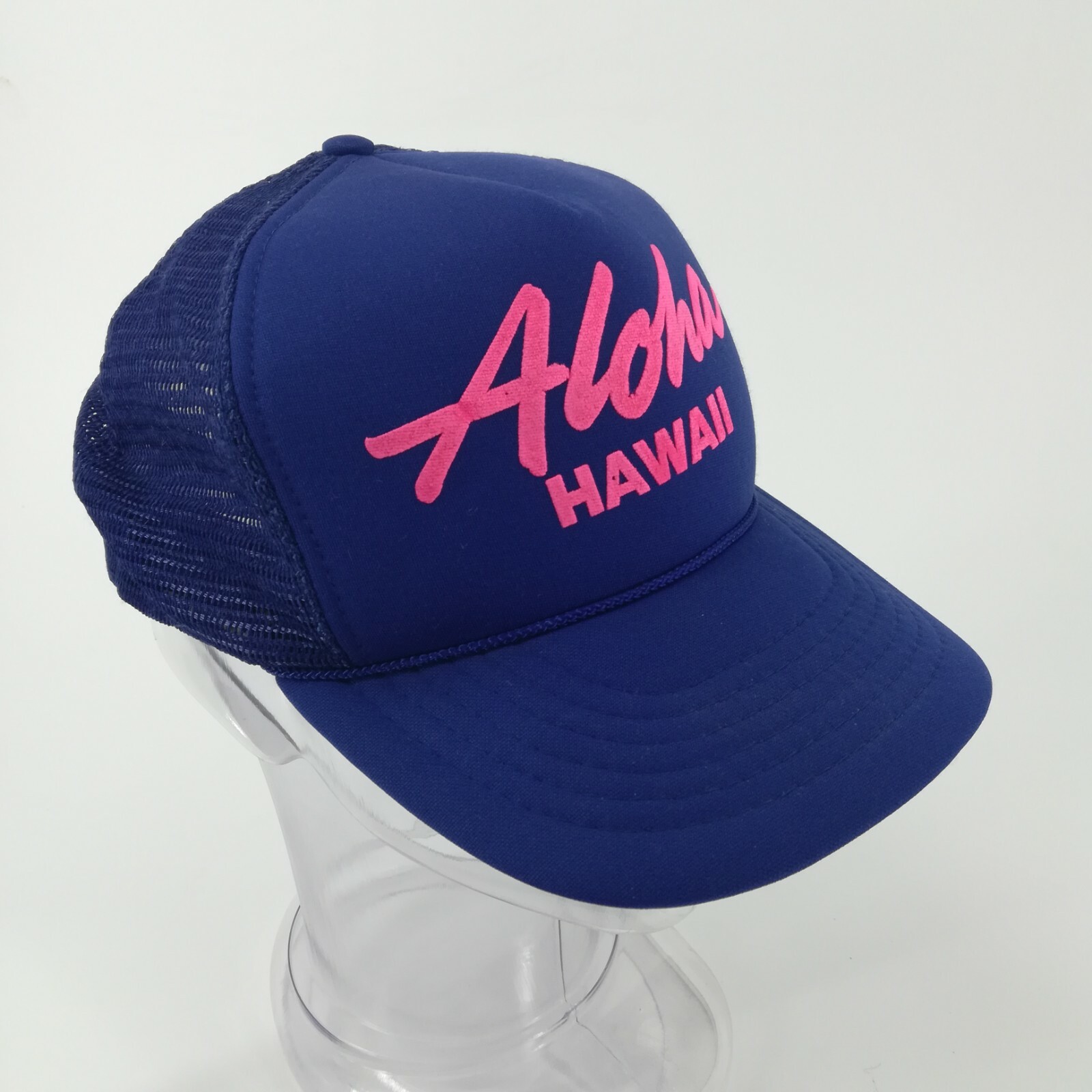 Vintage Aloha Hawaii Snap Back Baseball Cap One Size Trucker 90s 80s Pink Blue