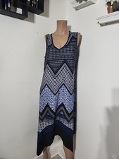 PerSeption Woman Plus Size 1X Dress Stretch Asymmetrical Bottom Blues Sundress