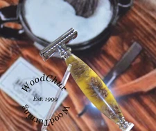 Handmade Pinecone & Resin Shaving Razor SEE VIDEO 1049a