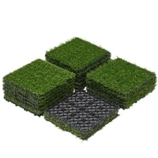 Artificial Grass Turf Interlocking Deck Tiles Indoor/Outdoor Flooring Decor 