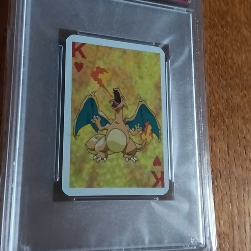 Pokemon 1999 Bicycle Pokemon Mini Playing Card Charizard Green King Hearts Psa 9 - Foto 3 di 6