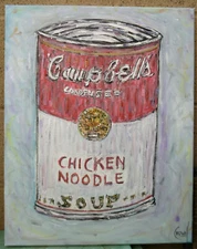 ANDYS CHICKEN NOODLE new pop soup can oil painting 16x20 original signed CROWELL