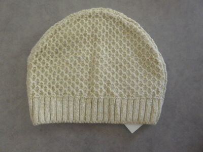 NEU Feinstrickmütze ausgefallen beige/lurex gold Moa