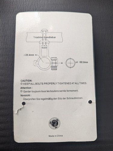 Generischer Triathlon Lenker mit Halterungen 25,4 mm mit Scheiben 22,2 - Bild 2 von 5