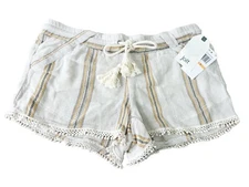Jolt Sz 7 (Actual 31x2) Striped French Terry Short Shorts 100% Cotton Tan NWT