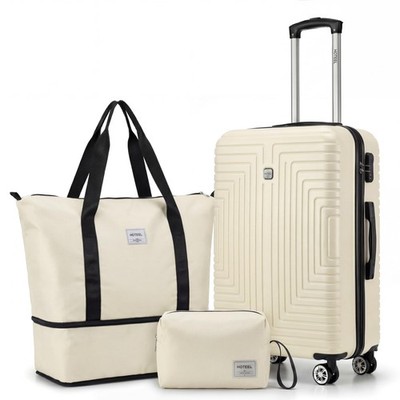 3-Piece Hardshell Luggage Set with Gym Bag, 360° Spinner Wheels, TSA Lock
