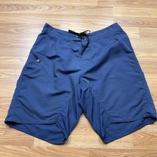 Patagonia Board Shorts Mens 32 Blue Solid Swim Trunks Drawstring Nylon Pockets