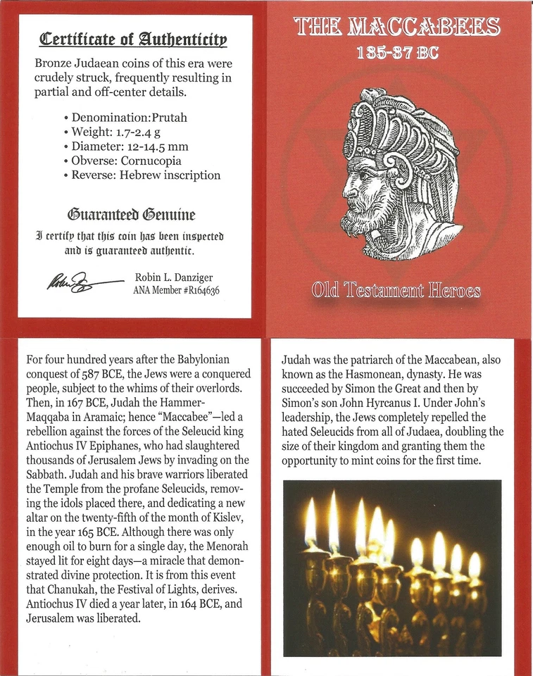 Rare Maccabean Biblical Widow's Mite Prutah (135-37 BCE) - NGC Certified - Image 3 of 3