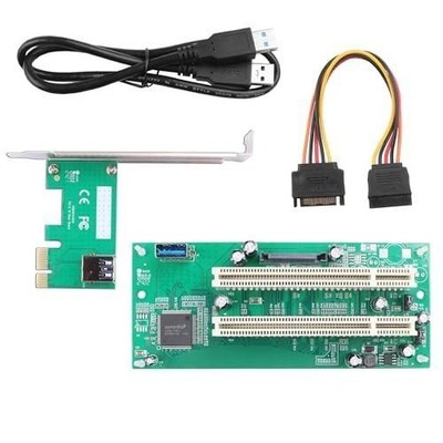 PCIe 1X to Dual Pci Slot Expansion Card PCI-Express 1X Male to PCI Female Adapte
