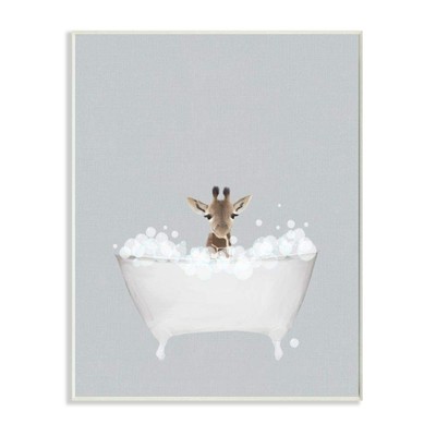 Giraffe Blue Bath Cute Animal Design, Designed by Leah Straatsma Art, 10 x 0....