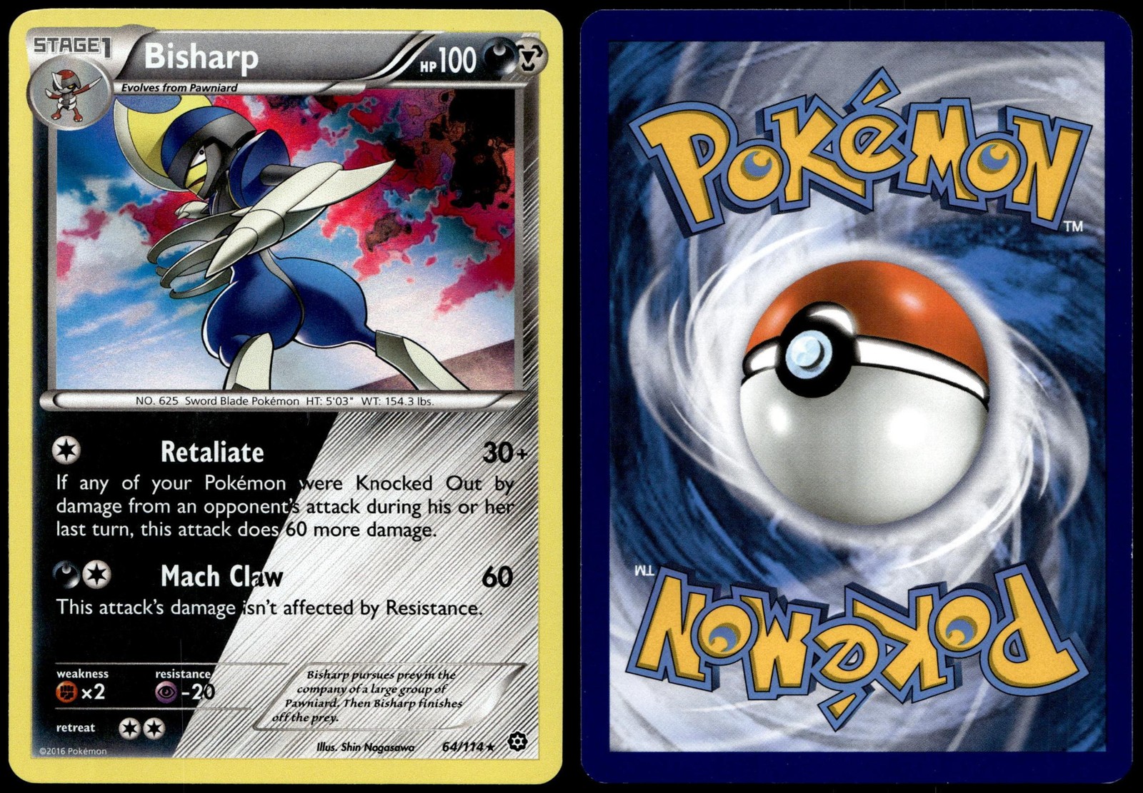 Bisharp 64/114 Holo Rare Steam Siege Pokemon Near Mint