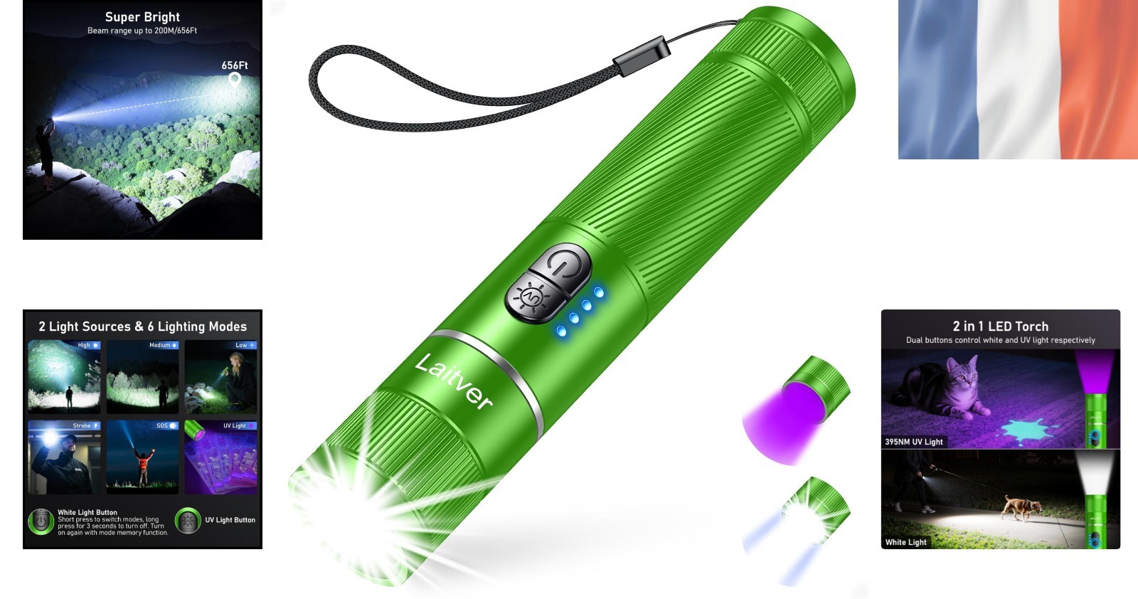 Lampe UV 395 Nm - Détection, Lumière Noire, Portable, 8,7 Cm, Sans Recharge