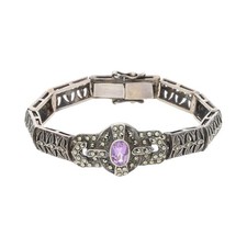 Armband Silber 835 Amethyst und Markasiten Second Hand 25321301 getragen 17 cm