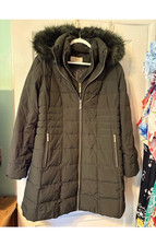 Michael Kors Womens Green Puffer Coat removab...