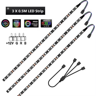 12V 4 Pin RGB Gaming PC Led Strip Light 5050 RGB Tape for Aura Sync MSI Mystic L