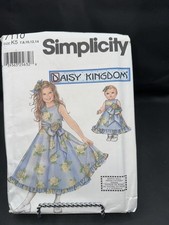New Girls 18" Doll Dress Pattern Simplicity 7110 Daisy Kingdom 7 8 10 12 14